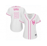 Women's Majestic New York Mets #21 Lucas Duda Authentic White Fashion Cool Base MLB Jersey