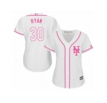 Women's Majestic New York Mets #30 Nolan Ryan Authentic White Fashion Cool Base MLB Jersey
