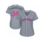 Women's Majestic New York Mets #34 Noah Syndergaard Authentic Grey Mother's Day Cool Base MLB Jersey