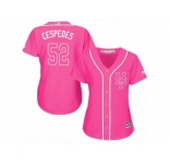 Women's Majestic New York Mets #52 Yoenis Cespedes Replica Pink Fashion Cool Base MLB Jersey