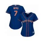 Women's Majestic New York Mets #7 Jose Reyes Replica Royal Blue Alternate Road Cool Base MLB Jersey