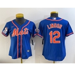 Women's New York Mets #12 Francisco Lindor Royal 2025 Spring Training Cool Base Stitched Baseball Jersey