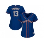 Women's New York Mets #13 Asdrubal Cabrera Blue(Grey NO.) Alternate Stitched MLB Jersey