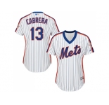 Women's New York Mets #13 Asdrubal Cabrera White(Blue Strip) Alternate Stitched MLB Jersey