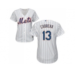 Women's New York Mets #13 Asdrubal Cabrera White(Blue Strip) Home Stitched MLB Jersey