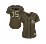 Women's New York Mets #15 Tim Tebow Green Salute to Service Stitched MLB Jersey