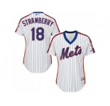 Women's New York Mets #18 Darryl Strawberry White(Blue Strip) Alternate Stitched MLB Jersey