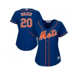 Women's New York Mets #20 Neil Walker Blue Alternate Stitched MLB Jersey
