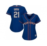 Women's New York Mets #21 Lucas Duda Blue(Grey NO.) Alternate Stitched MLB Jersey
