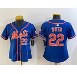 Women's New York Mets #22 Juan Soto Royal 2024 Alternate Limited Stitched Baseball Jersey