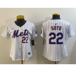 Women's New York Mets #22 Juan Soto White 2024 Home Limited Stitched Baseball Jersey