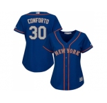 Women's New York Mets #30 Michael Conforto Blue(Grey NO.) Alternate Stitched MLB Jersey