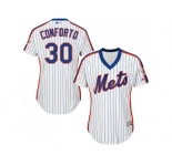 Women's New York Mets #30 Michael Conforto White(Blue Strip) Alternate Stitched MLB Jersey