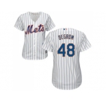 Women's New York Mets #48 Jacob deGrom White(Blue Strip) Home Stitched MLB Jersey