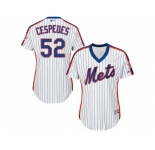 Women's New York Mets #52 Yoenis Cespedes White(Blue Strip) Alternate Stitched MLB Jersey