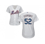 Women's New York Mets #52 Yoenis Cespedes White(Blue Strip) Home Stitched MLB Jersey