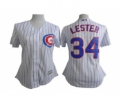 women mlb jerseys chicago cubs #34 lester white[blue strip][lester]