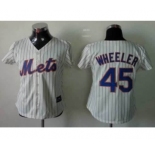 women mlb jerseys new york mets #45 Wheeler cream(blue stripe)