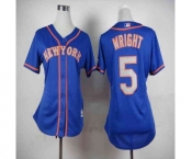 women mlb jerseys new york mets #5 wright blue[number silver]