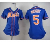 women mlb new york mets #5 david wright blue(number orange)
