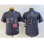 Youth New York Mets #20 Pete Alonso Number Grey 2024 City Connect Cool Base Stitched Jerseys