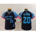 Youth New York Mets #20 Pete Alonso Number Navy 2024 All Star Limited Stitched Jersey