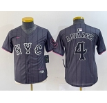 Youth New York Mets #4 Francisco Alvarez Gray 2024 City Connect Cool Base Stitched Jersey