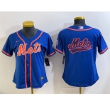 Youth New York Mets Team Big Logo Royal Cool Base Stitched Baseball Jersey