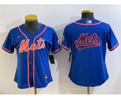 Youth New York Mets Team Big Logo Royal Cool Base Stitched Baseball Jersey