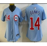 Women's Chicago Cubs #14 Ernie Banks Baby Blue Limited Jersey