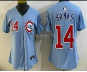 Women's Chicago Cubs #14 Ernie Banks Baby Blue Limited Jersey