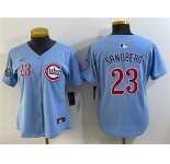 Women's Chicago Cubs #23 Ryne Sandberg Blue 'Ryne Sandberg Tribute' Vapor Limited V2 Stitched Baseball Jersey
