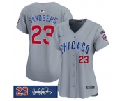 Women's Chicago Cubs #23 Ryne Sandberg Gray 'Ryne Sandberg Tribute' Vapor Limited V3 Stitched Baseball Jersey
