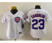Women's Chicago Cubs #23 Ryne Sandberg White Home Limited Stitched Jersey