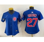 Women's Chicago Cubs #27 Seiya Suzuki Royal 'Ryne Sandberg Tribute' Vapor Limited V2 Stitched Baseball Jersey
