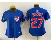 Women's Chicago Cubs #27 Seiya Suzuki Royal 'Ryne Sandberg Tribute' Vapor Limited V2 Stitched Baseball Jersey