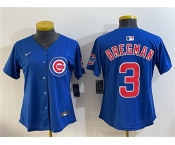 Women's Chicago Cubs #3 Alex Bregman Royal Vapor Limited Stitched Baseball Jersey