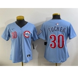 Women's Chicago Cubs #30 Kyle Tucker Blue 2024 25 2nd Alternatemited Stitched Baseball Jersey