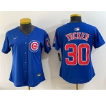 Women's Chicago Cubs #30 Kyle Tucker Royal 'Ryne Sandberg Tribute' Vapor Limited V3 Stitched Baseball Jersey