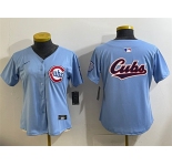 Women's Chicago Cubs Team Big Logo Blue 2024 25 2nd Alternatemited Stitched Baseball Jersey