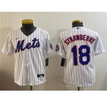 Youth Chicago Cubs #18 Darryl Strawberry White Cool Base Stitched Baseball Jersey