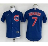 Youth Chicago Cubs #7 Dansby Swanson Blue Stitched MLB Cool Base Nike Jersey