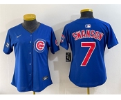 Youth Chicago Cubs #7 Dansby Swanson Royal 'Ryne Sandberg Tribute' Vapor Limited V2 Stitched Baseball Jersey