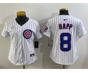 Youth Chicago Cubs #8 Ian Happ White Home Limited Stitched Baseball Jersey