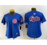 Youth Chicago Cubs Team Big Logo Royal 'Ryne Sandberg Tribute' Vapor Limited V3 Stitched Baseball Jersey