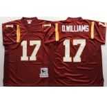Mitchell and Ness Washington Redskins #17 Doug Williams Red With 50TH Patch Authentic Throwback Football Jersey
