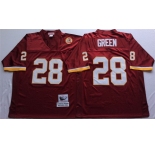 Mitchell and Ness Washington Redskins #28 Darrell Green Red With 50TH Patch Authentic Throwback Football Jersey