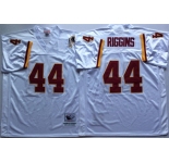 Mitchell and Ness Washington Redskins #44 John Riggins White With 50TH Patch Authentic Throwback Football Jersey