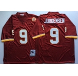 Mitchell and Ness Washington Redskins #9 Sonny Jurgensen Red With 50TH Patch Authentic Throwback Football Jersey