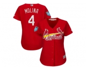 Women St. Louis Cardinals #4 Yadier Molina Majestic Scarlet 2018 Spring Training Cool Base Player Jersey